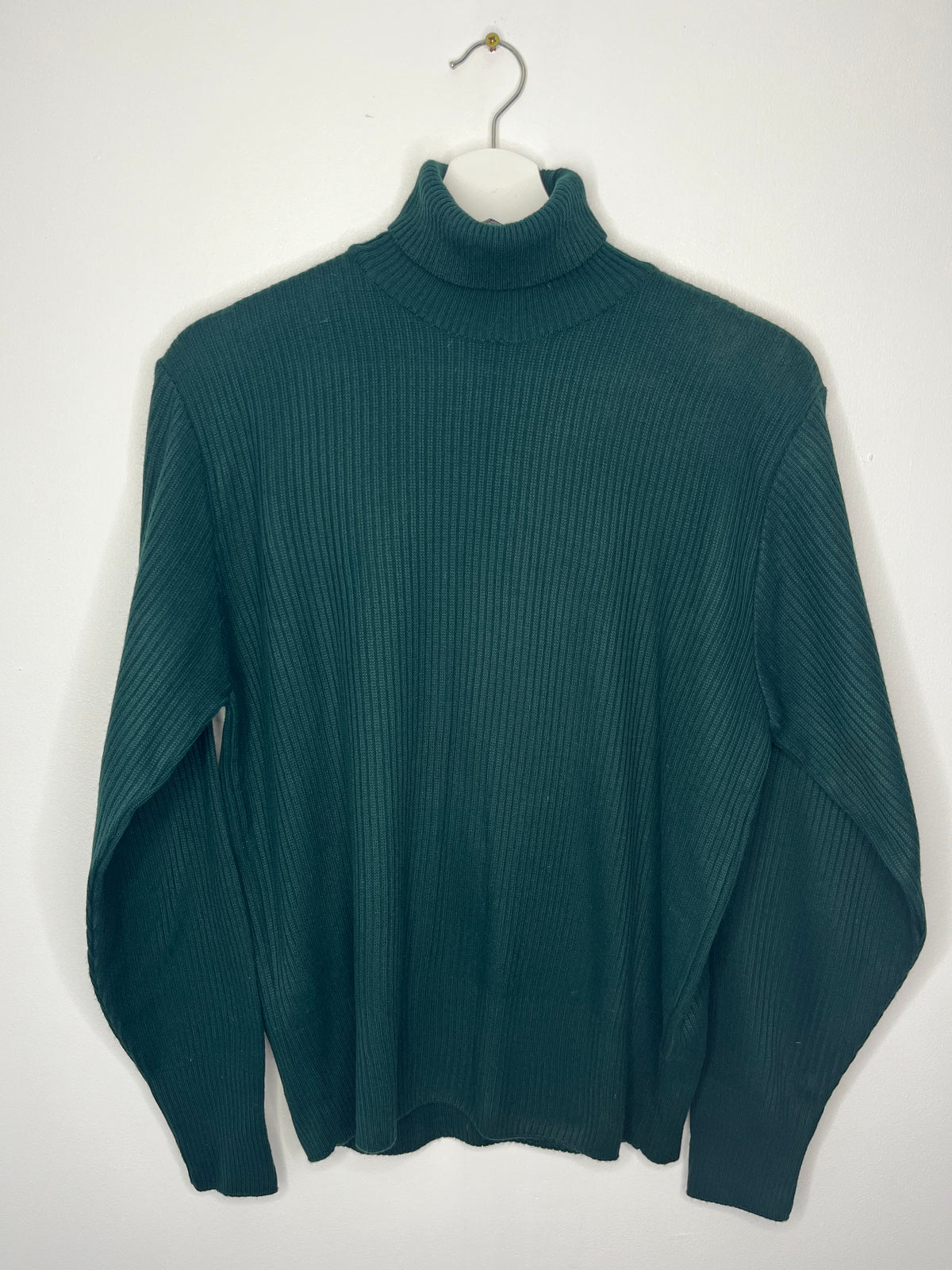 Bottle Green Ribbed Roll Neck Jumper