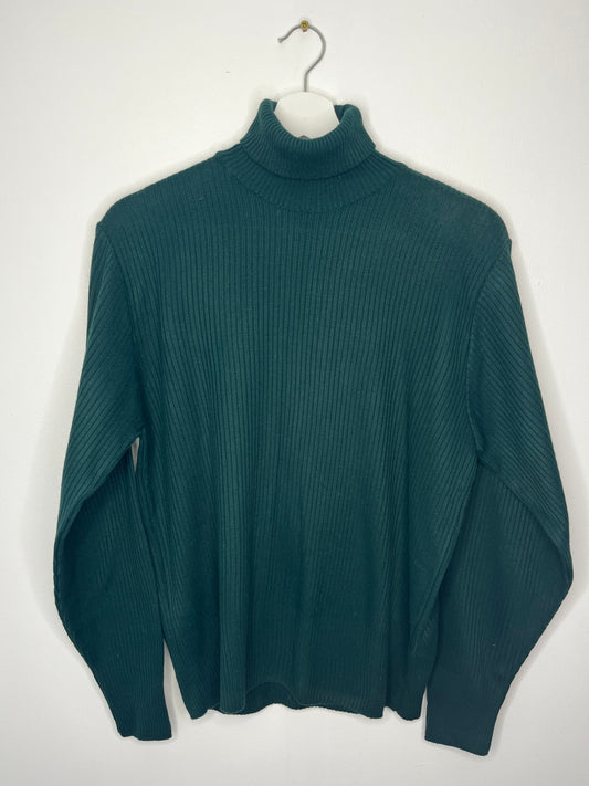 Bottle Green Ribbed Roll Neck Jumper