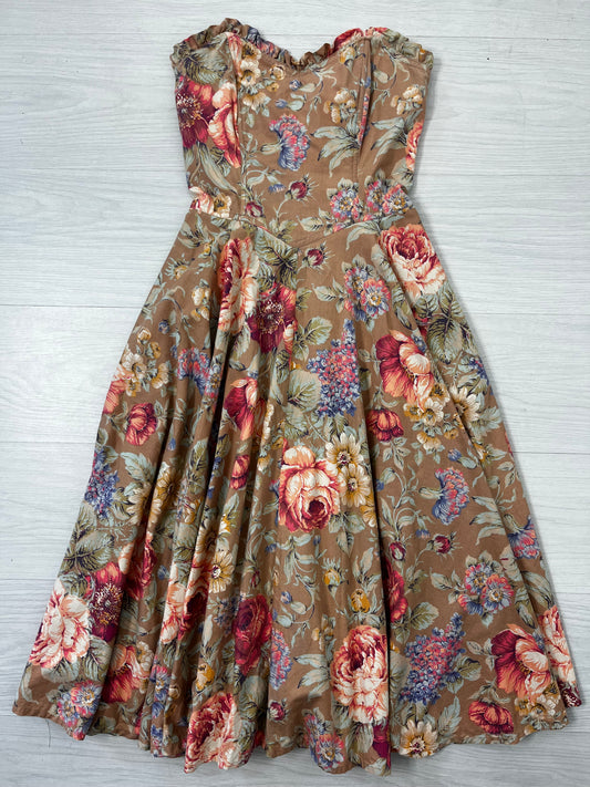 True Vintage Mondi Corset Style Floral Romantic Dress