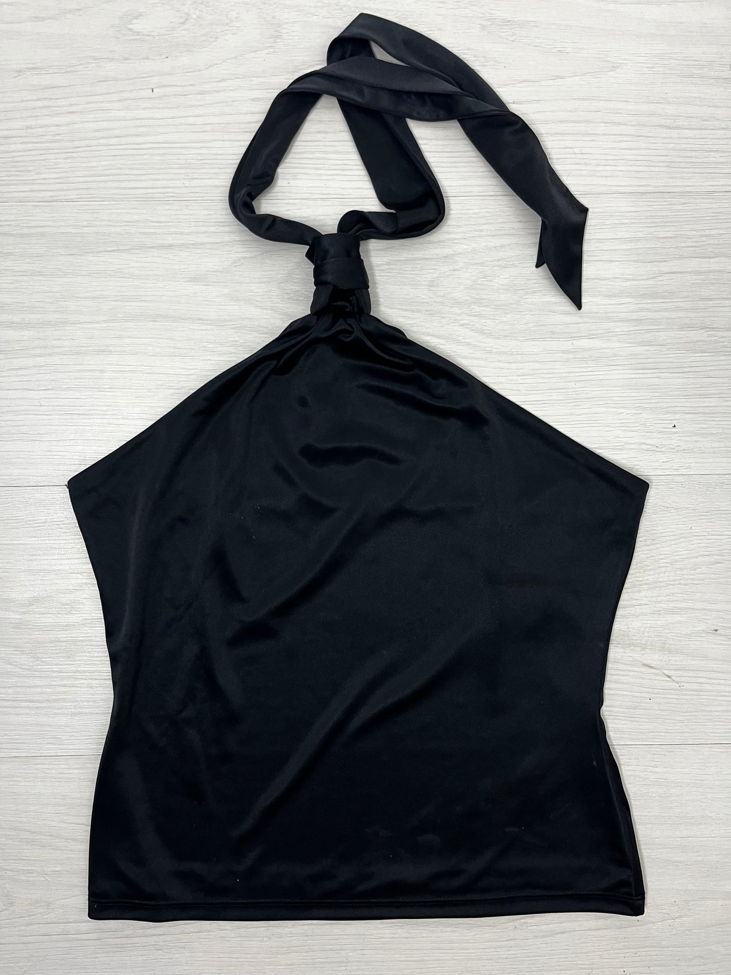 Black Satin HalterNeck Top