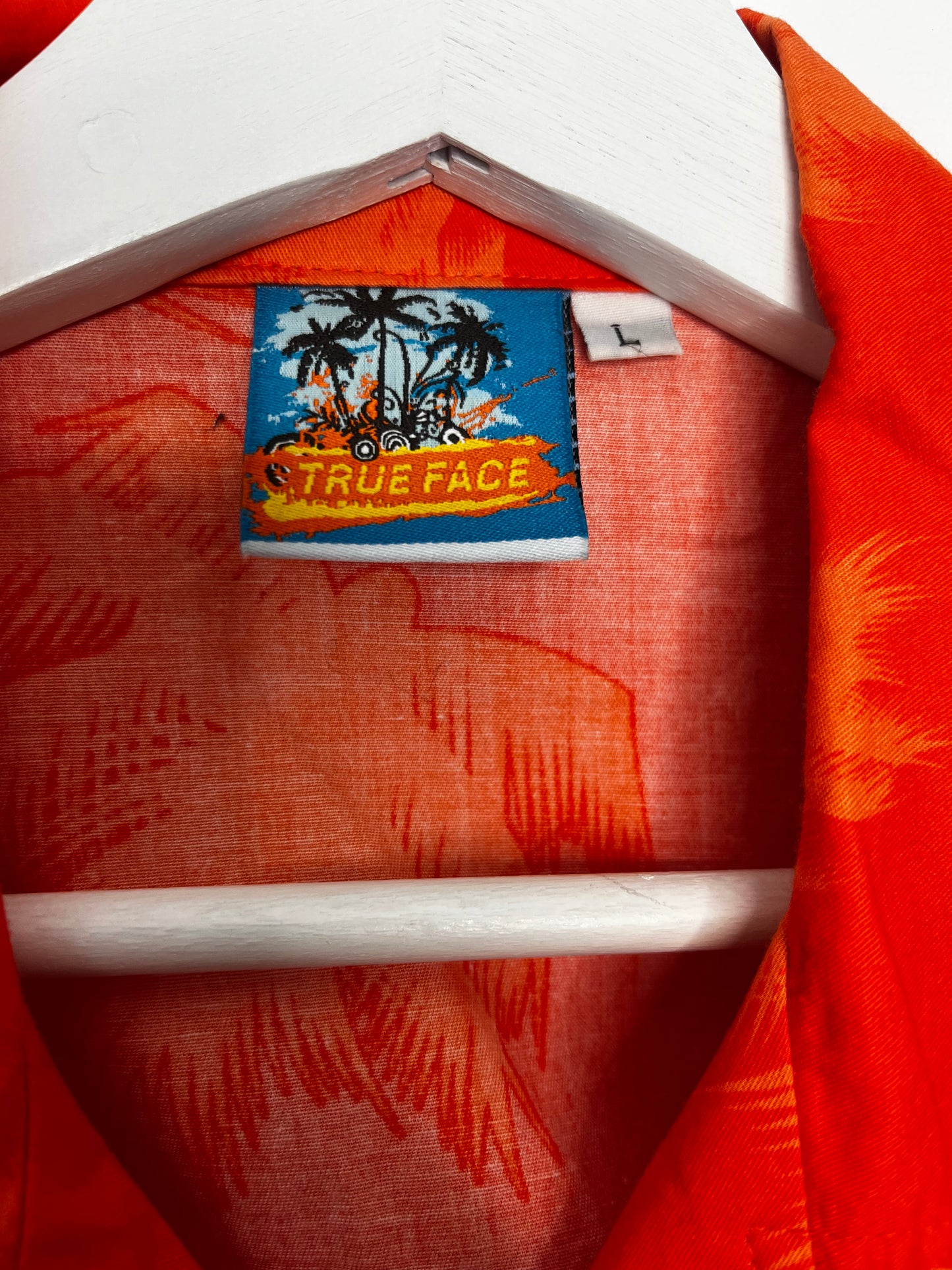 Men’s Vintage Orange Summer Hawaiian Shirt Size Large