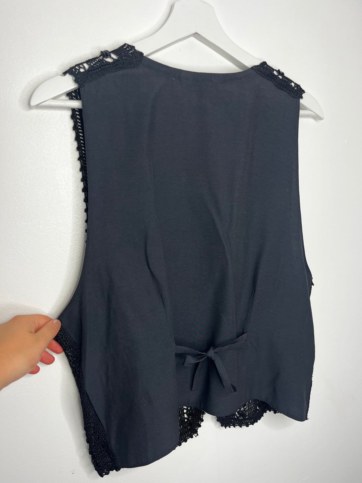 Black Crochet Vintage Waistcoat Jacket