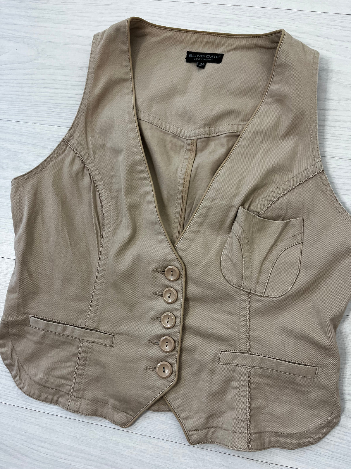 Y2k Beige Waistcoat Jacket