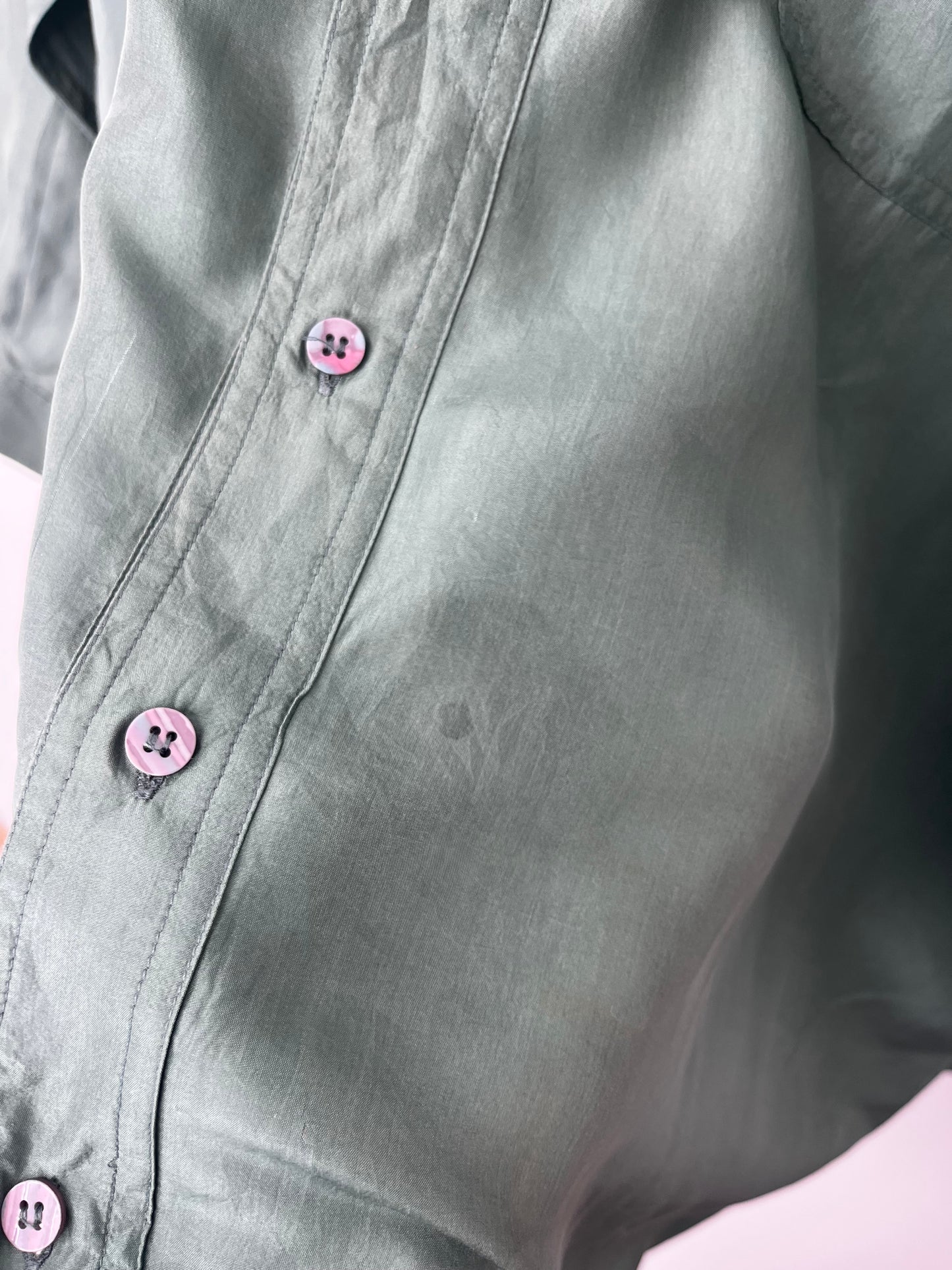 True Vintage Green Long Sleeve Silk Shirt