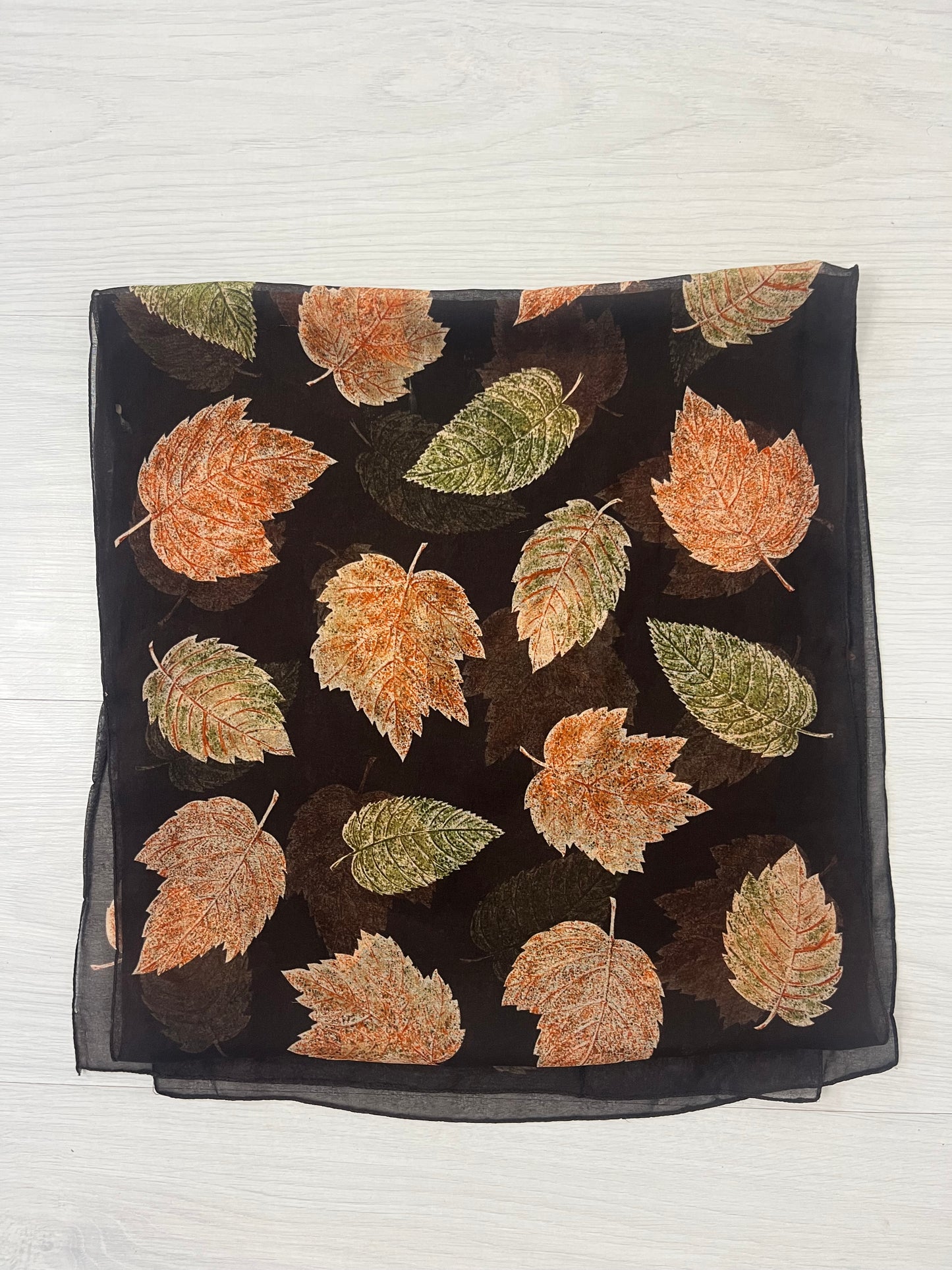 Brown Autumn Leaves Vintage Scarf