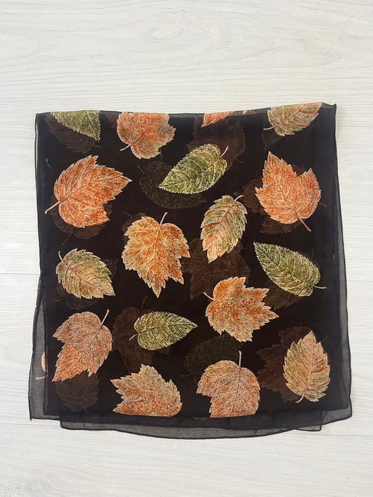 Brown Autumn Leaves Vintage Scarf