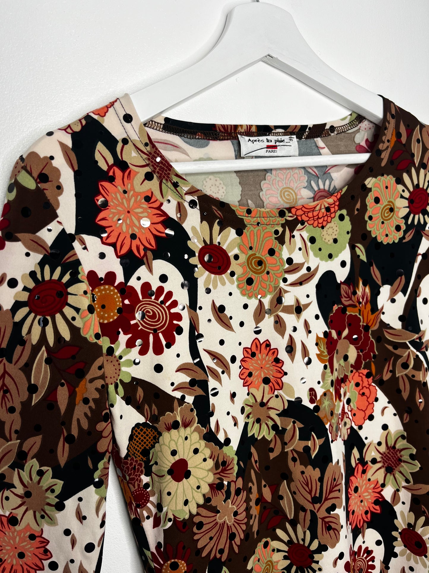 Y2k Brown Orange Floral Top