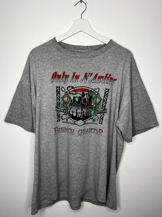 Grey Cotton 90s Print T-Shirt