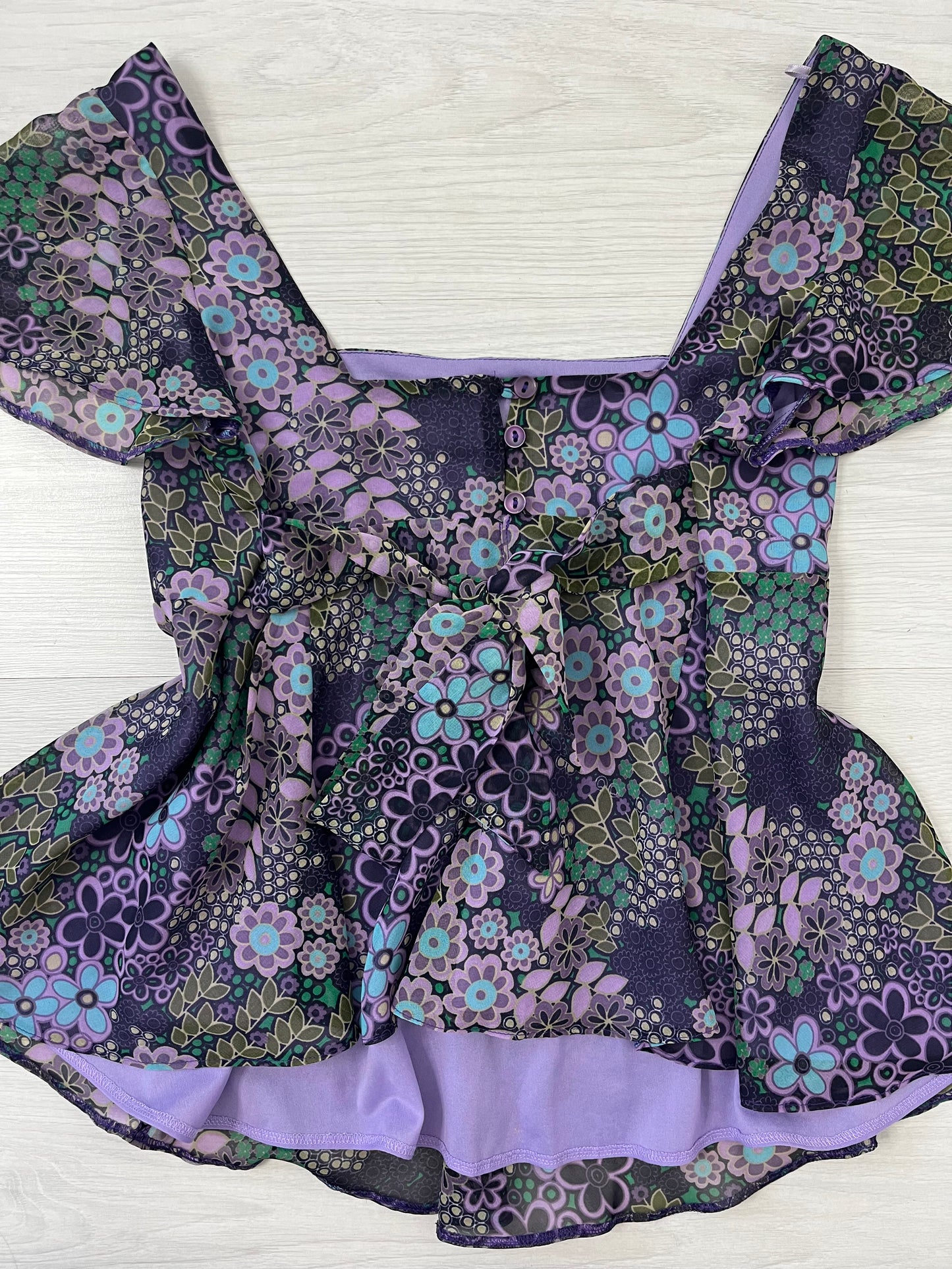 Purple Y2K Floral Fairycore Blouse