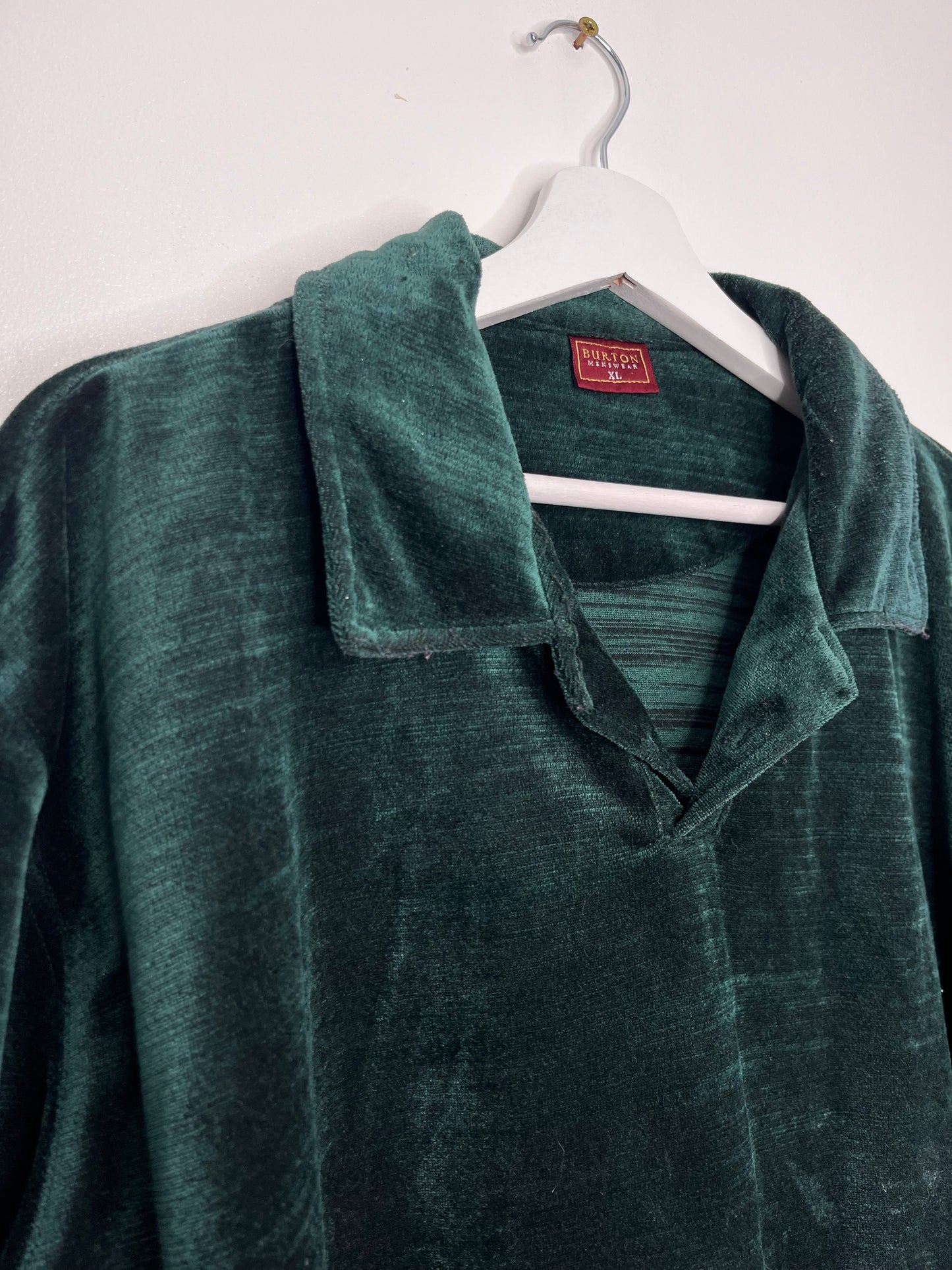 True Vintage Green Velour Mens Polo T-Shirt