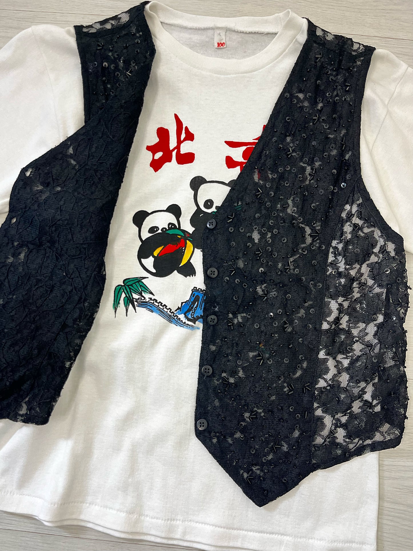 Lace waistcoat & panda top