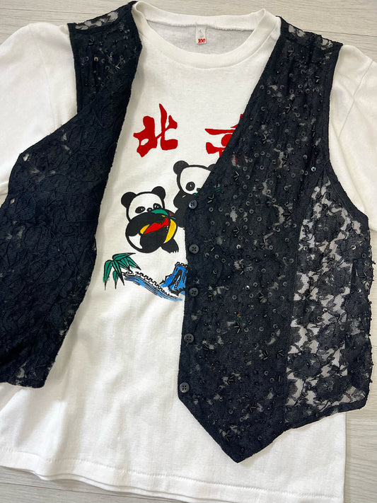 Lace waistcoat & panda top
