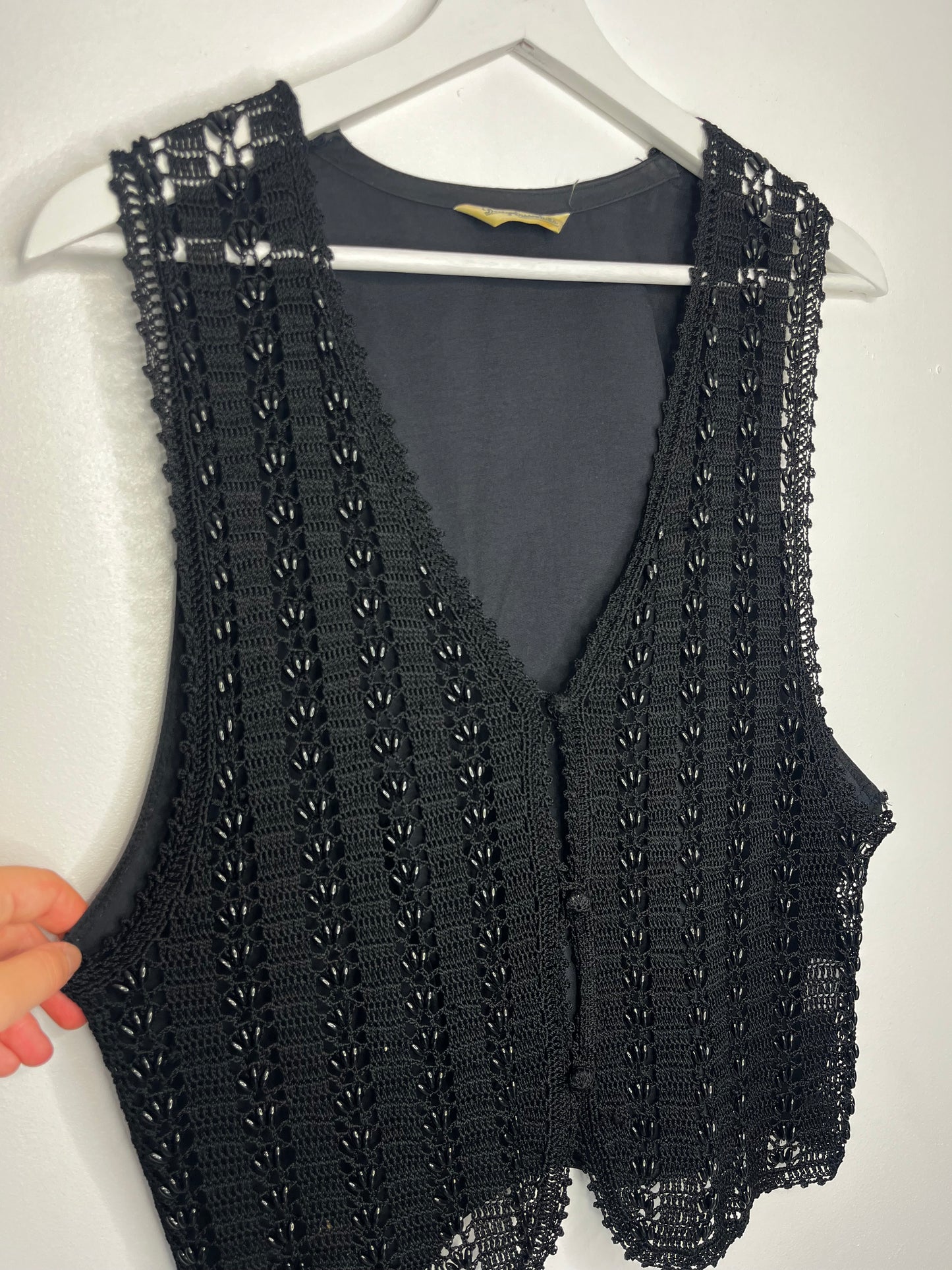 Black Crochet Vintage Waistcoat Jacket