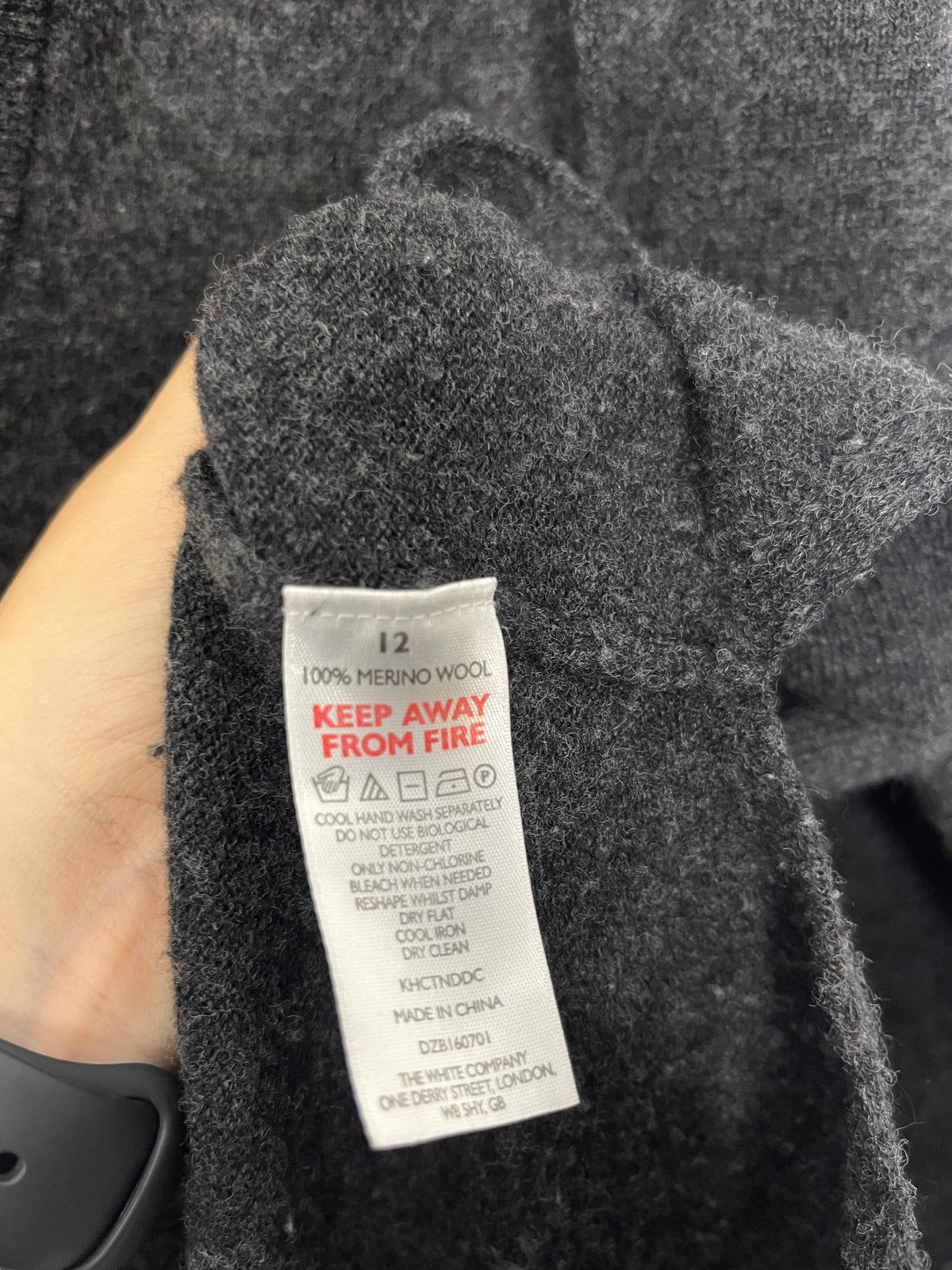White Company Grey Wool Hooded Jumper