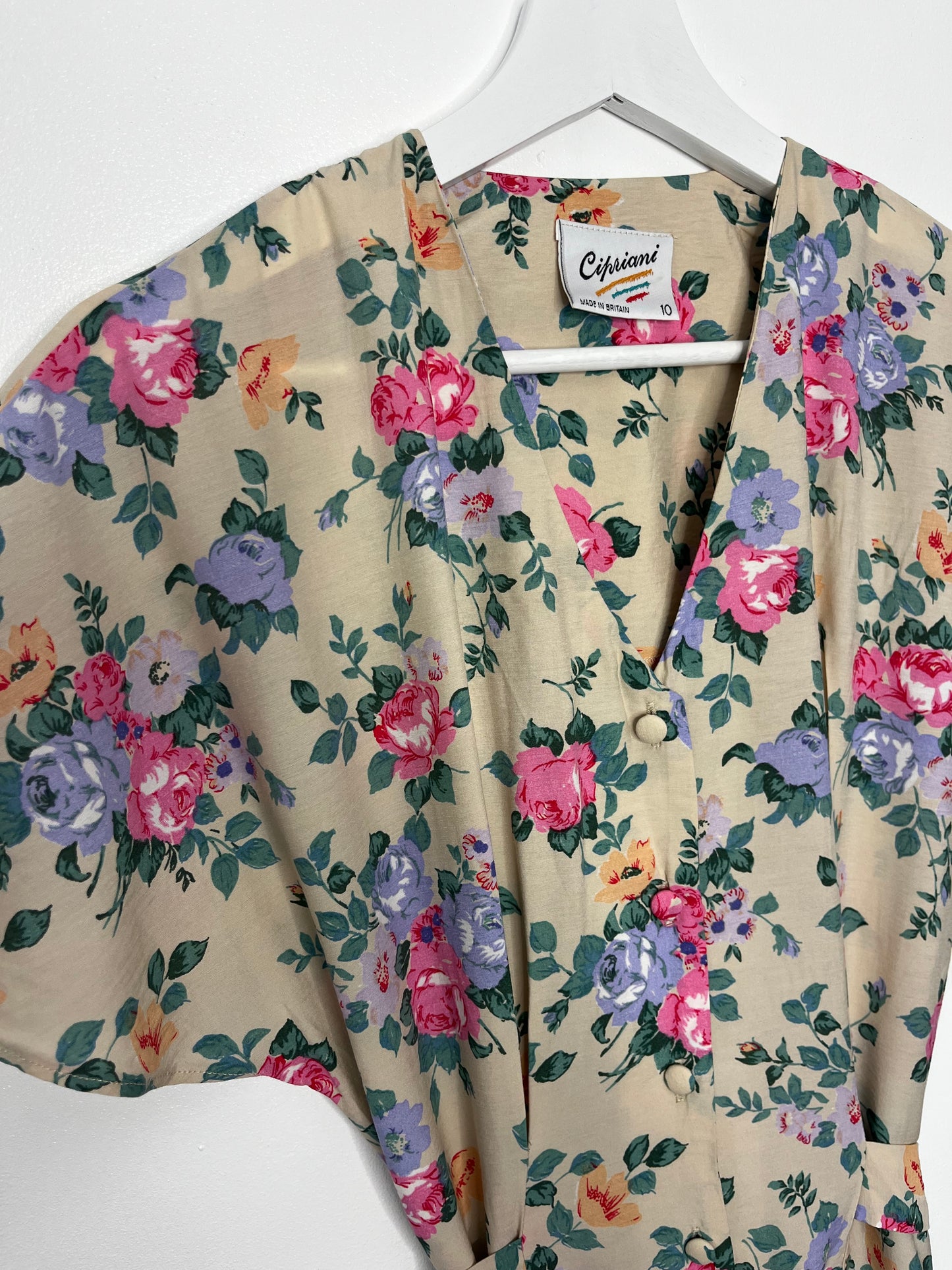 Button Down True Vintage Floral Tie Back Dress