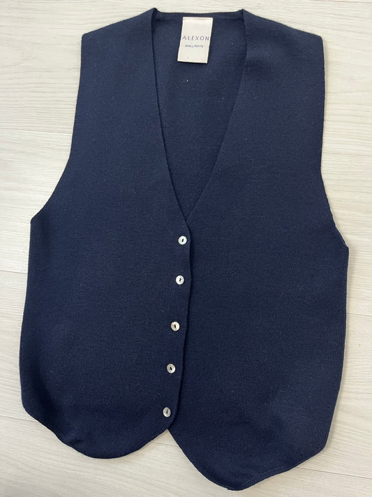 Navy Vintage Wool Sleeveless Cardigan