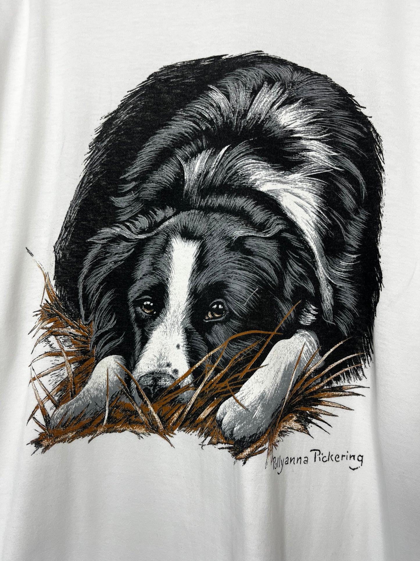 Pure Cotton Dog Picture Vintage T-Shirt
