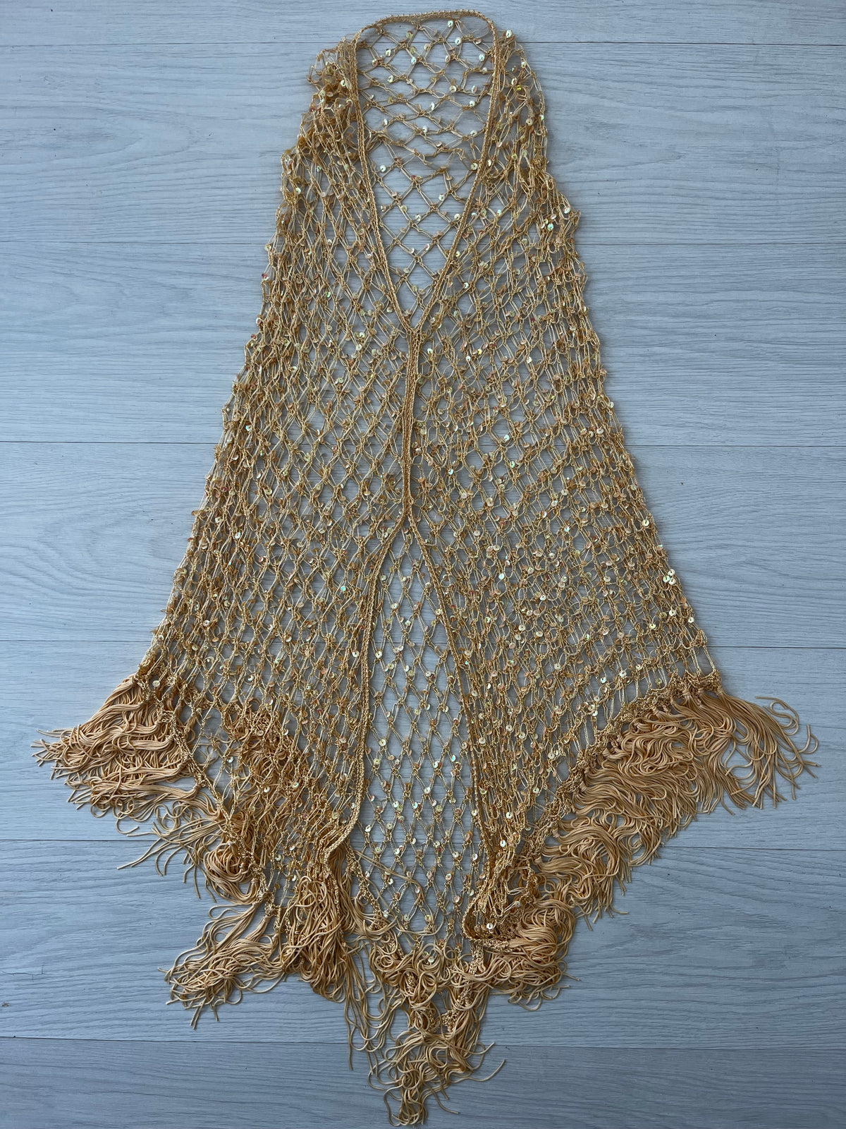 Gold Sequin Tassel Vintage Poncho