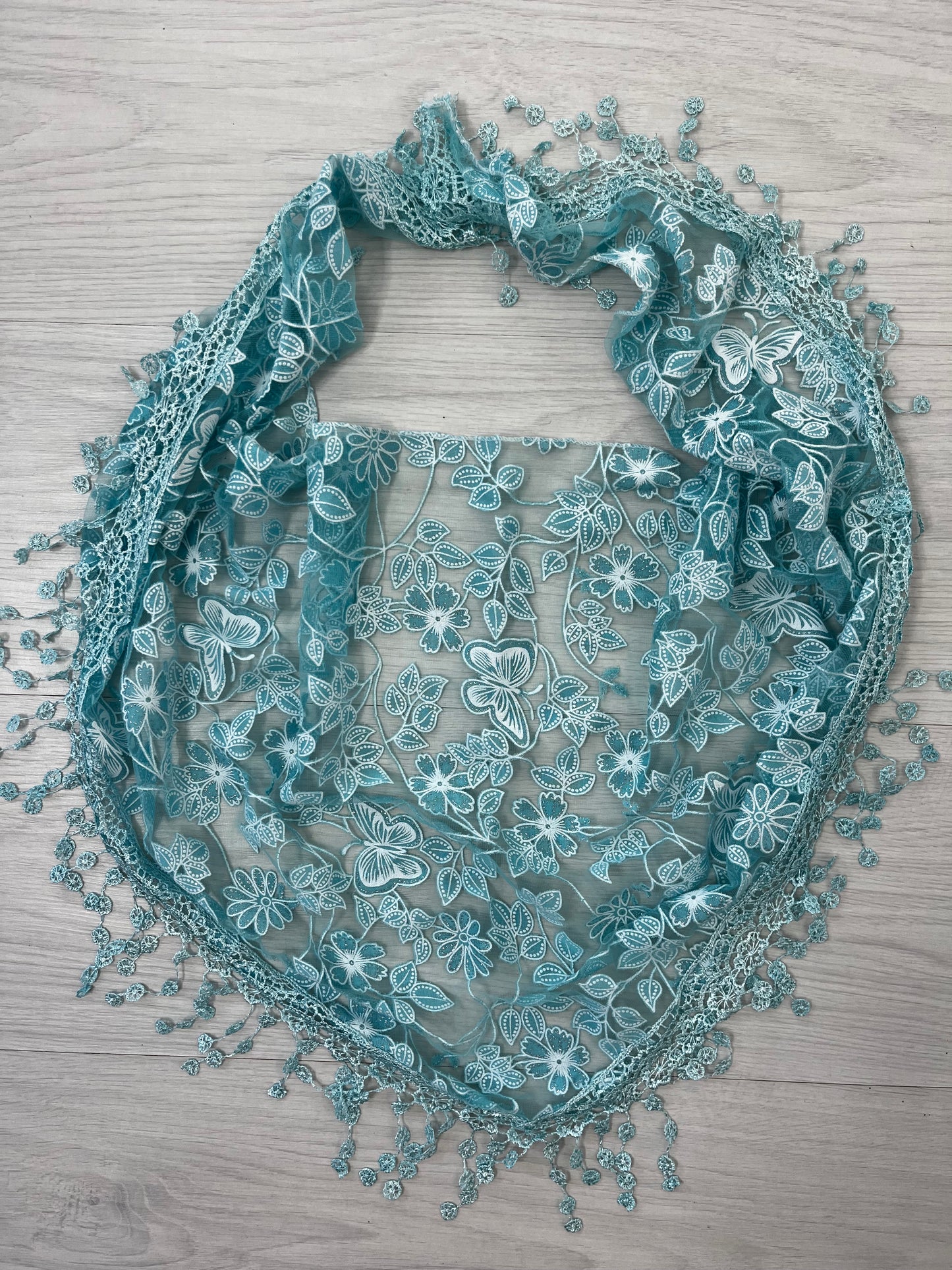 Turquoise Butterly Vintage Belt Headscarf