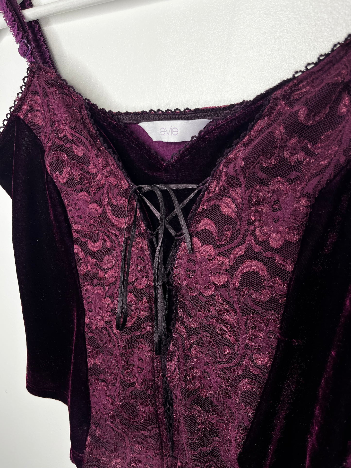 Purple Velvet Lace Corset Style Top