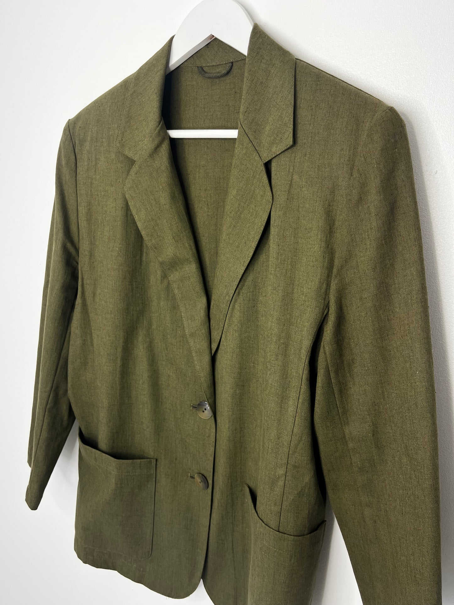 Khaki Vintage Cotton Linen Light Blazer