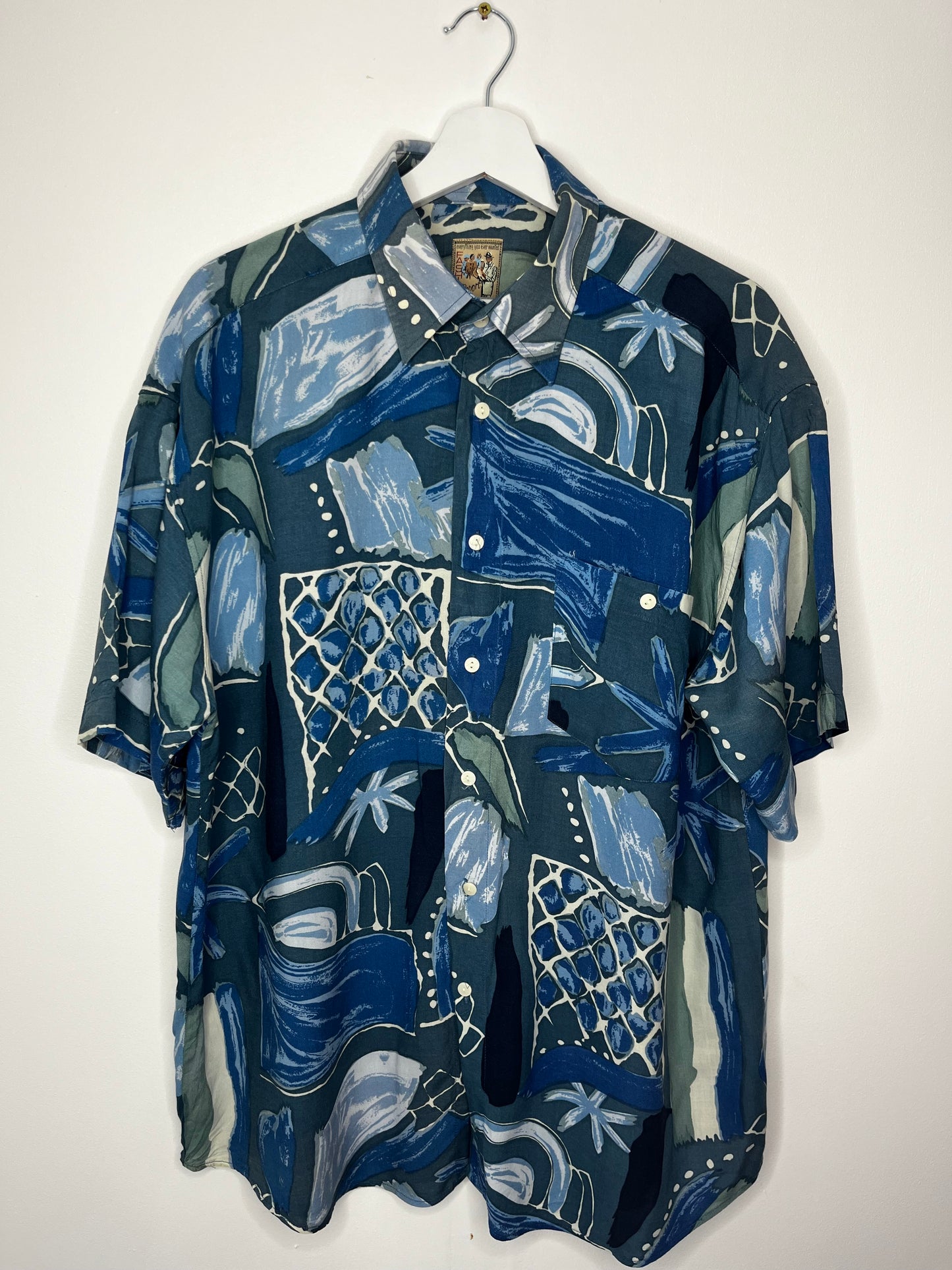 Blue Vintage Patterned 1990s Shirt