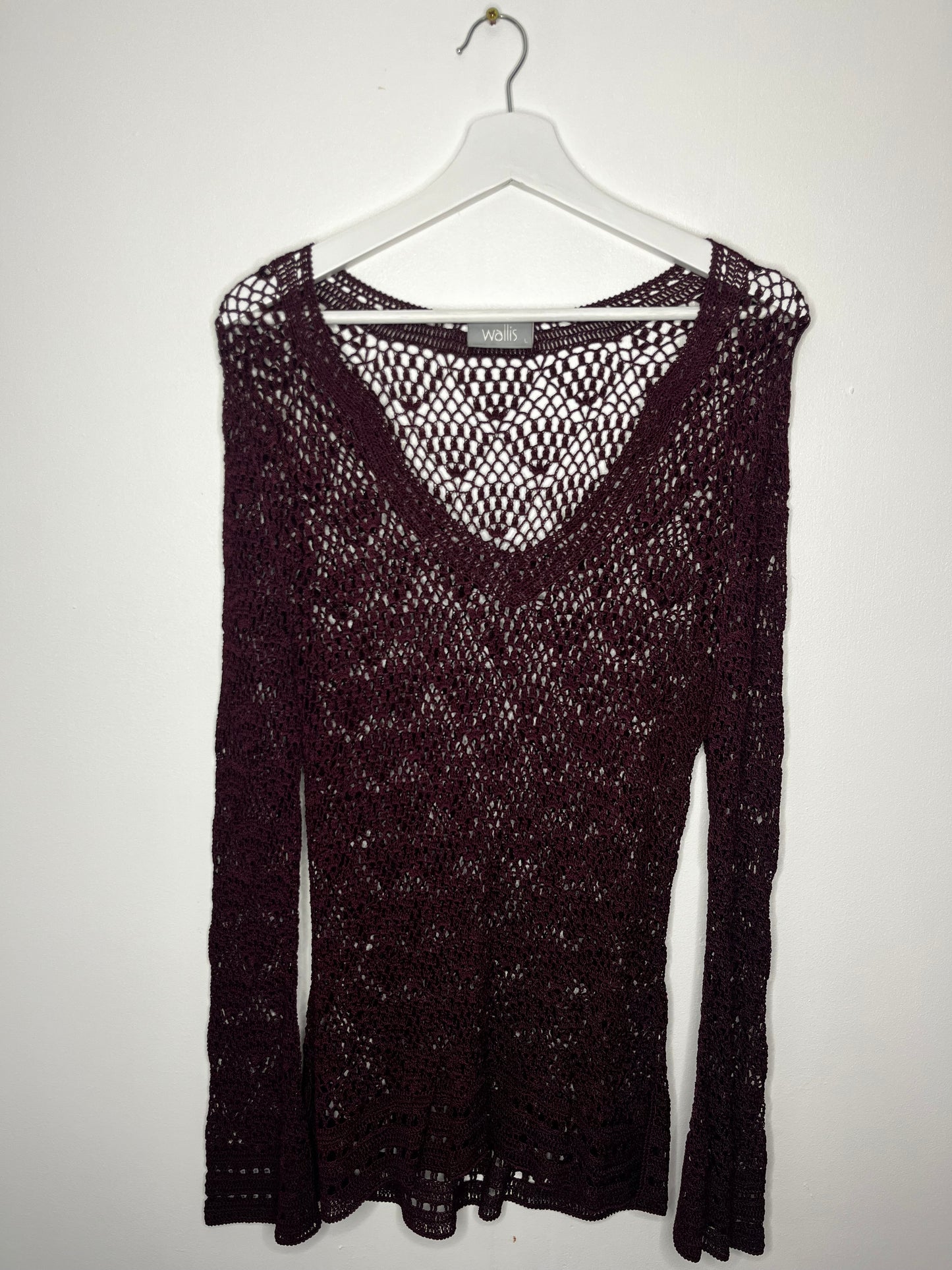 Burgundy Vintage Crochet Long Top
