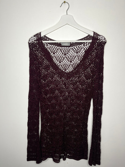 Burgundy Vintage Crochet Long Top