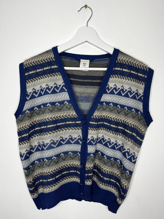 Blue Patterned Vintage Sweater Vest