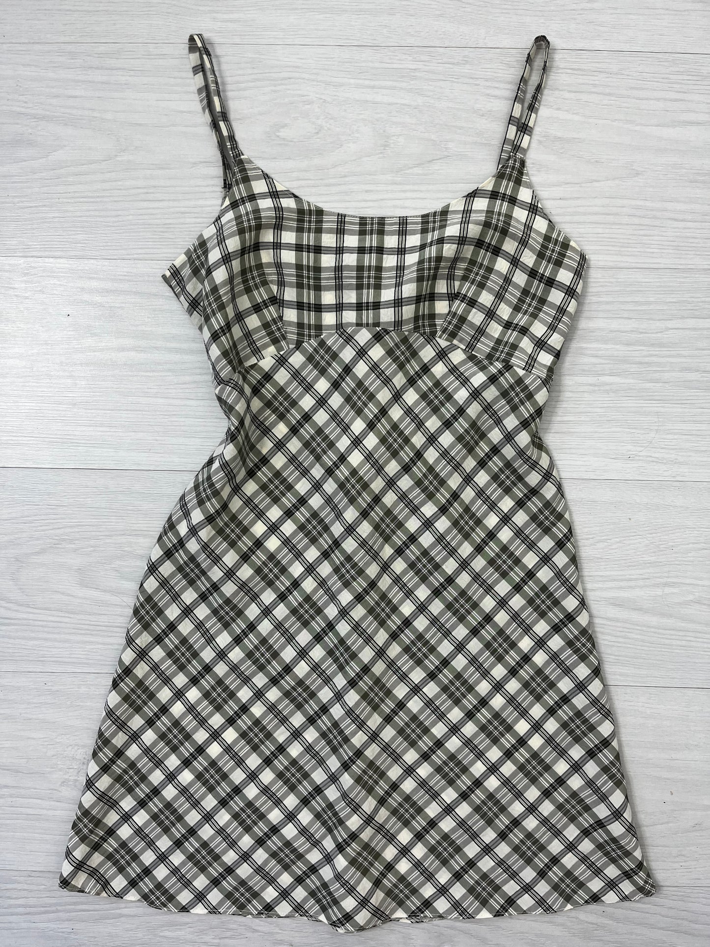 Green Checked Strappy Y2k Dress