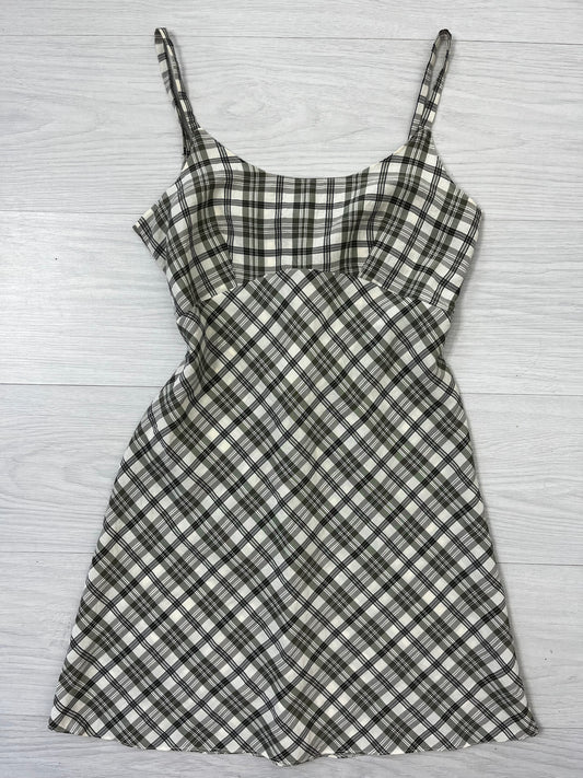 Green Checked Strappy Y2k Dress