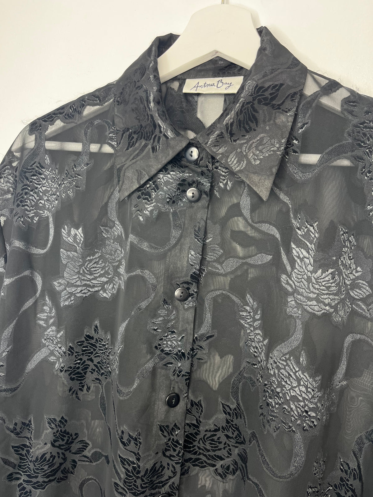 Black Semi Sheer Vintage Whimsical Shirt