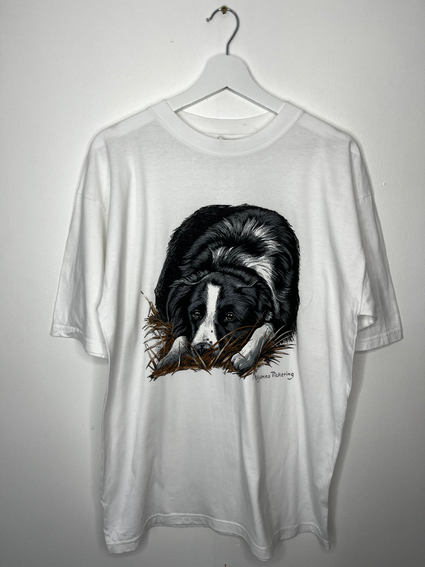Pure Cotton Dog Picture Vintage T-Shirt