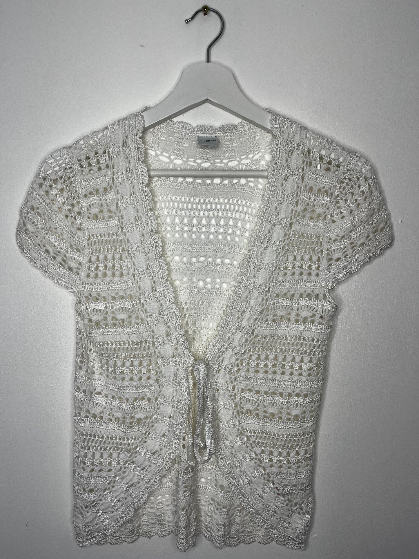 Y2k New Look Tie Middle Crochet Cardigan