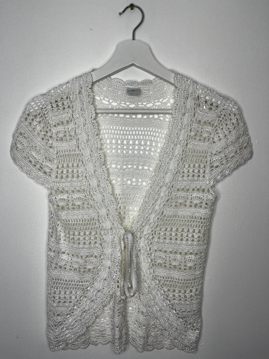 Y2k New Look Tie Middle Crochet Cardigan