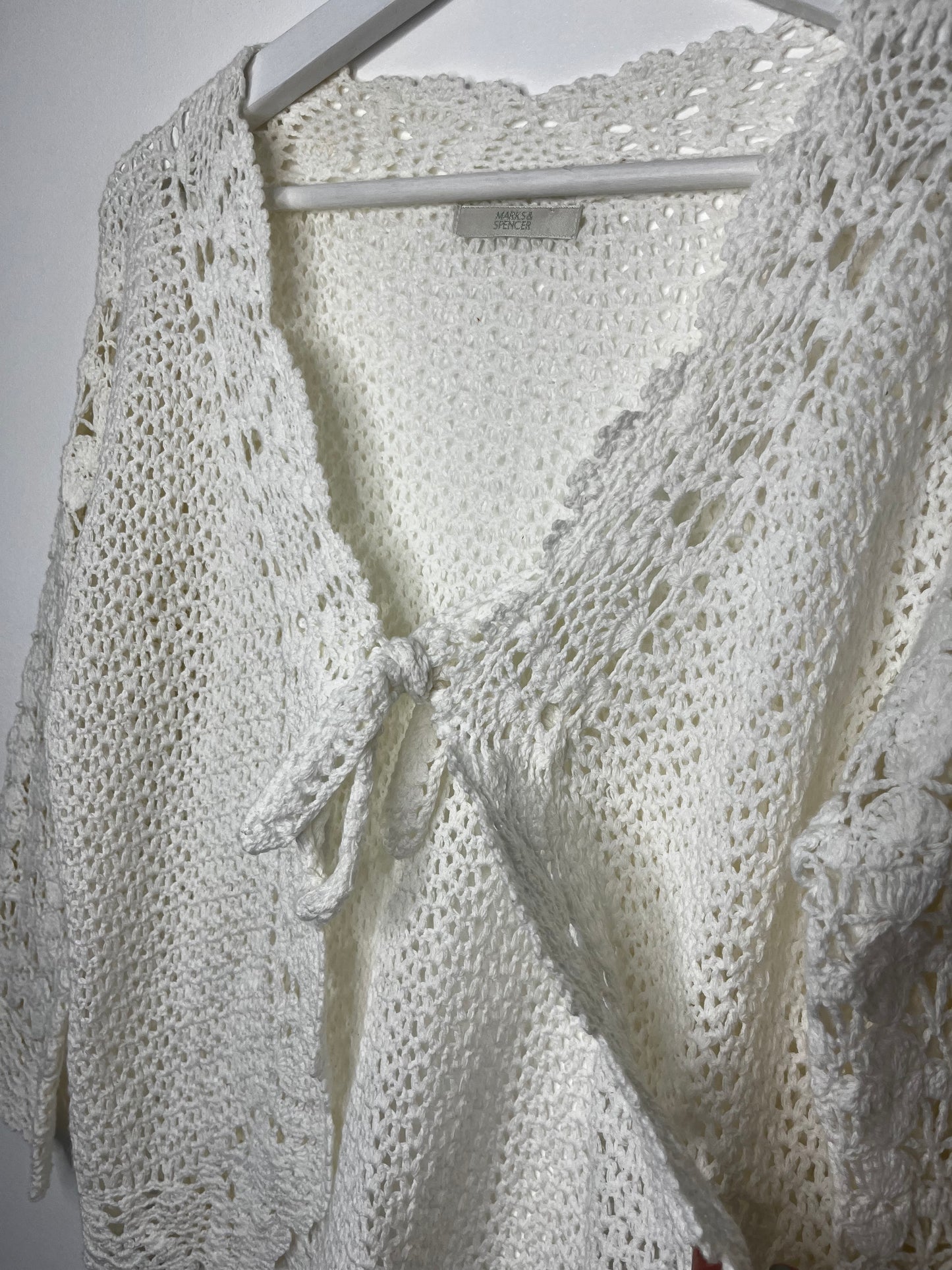 Cream Crochet Tie Middle Vintage Cardigan