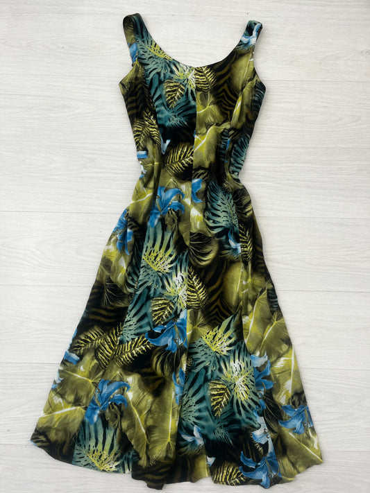 Vintage Christine lure Tie Back Green Blue Dress