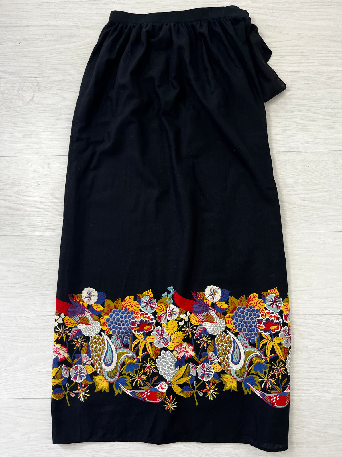 True Vintage Cotton Autumn Wrap Maxi Skirt