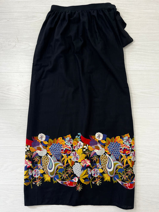 True Vintage Cotton Autumn Wrap Maxi Skirt