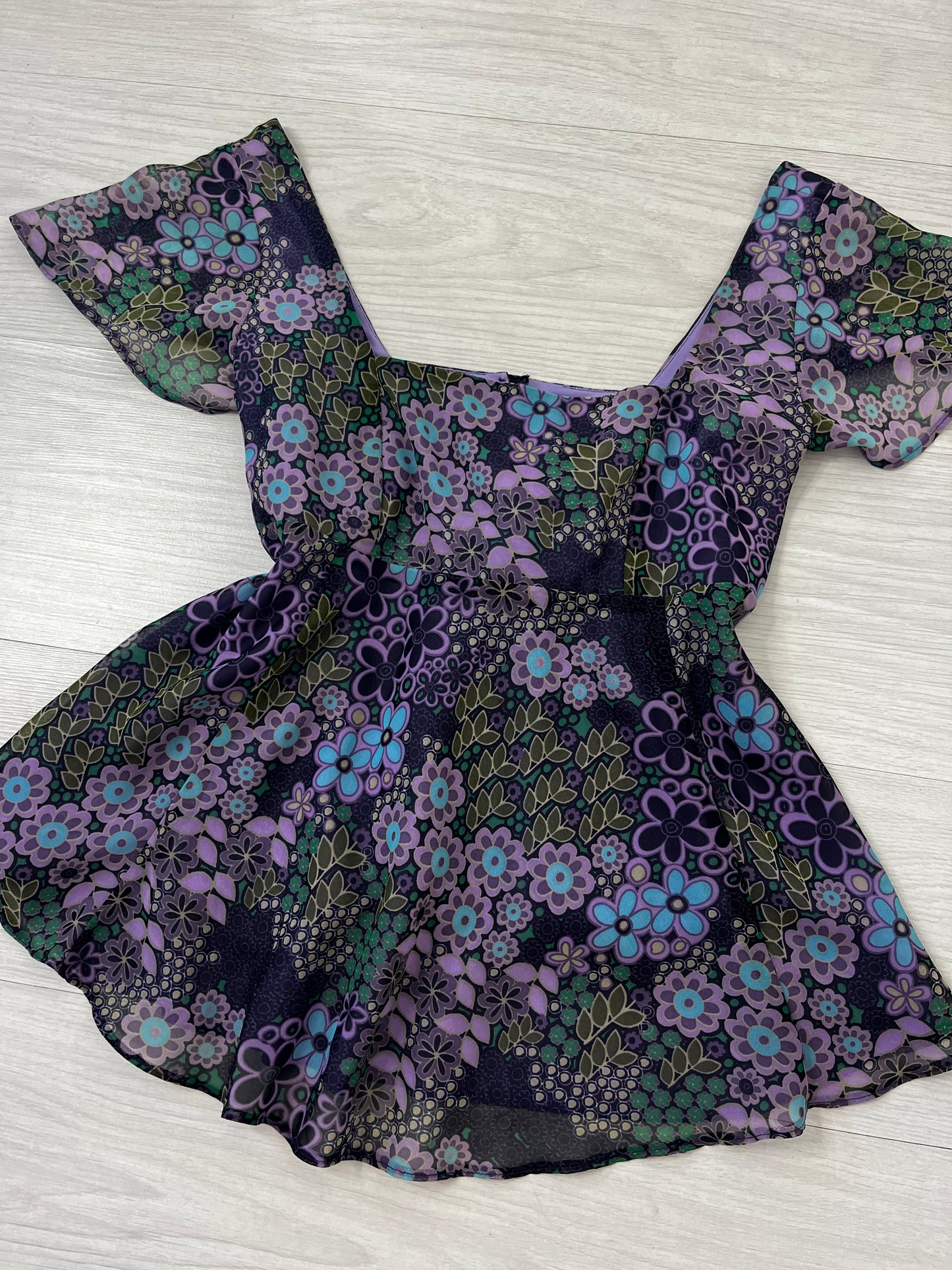 Purple Y2K Floral Fairycore Blouse