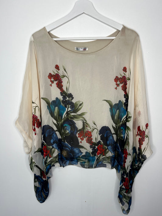 Fairycore Floral Semi Sheer Blouse