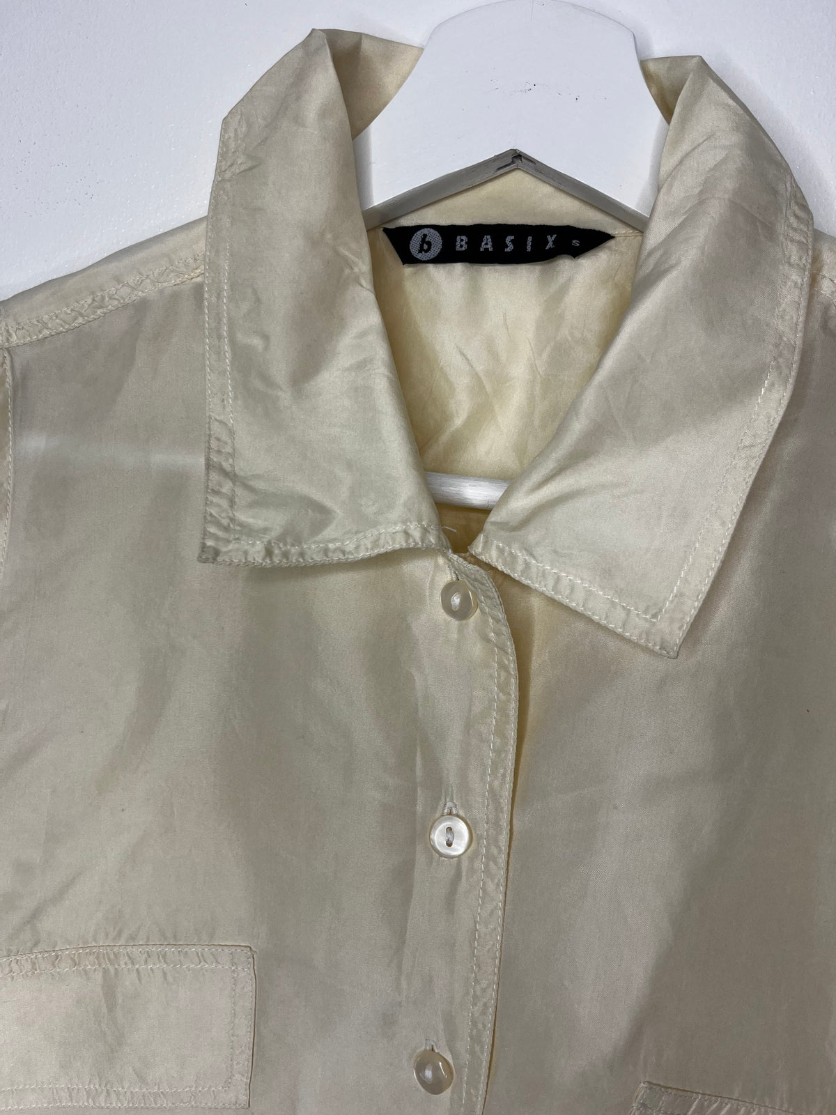 90s Cream Silk Tie Bottom Blouse