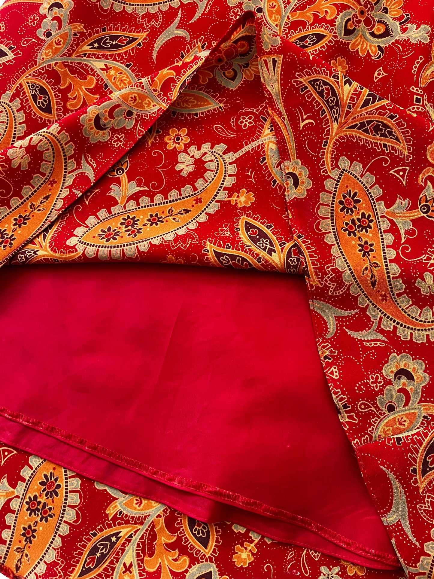 Red Orange Paisley Spaghetti Strap Vintage Dress