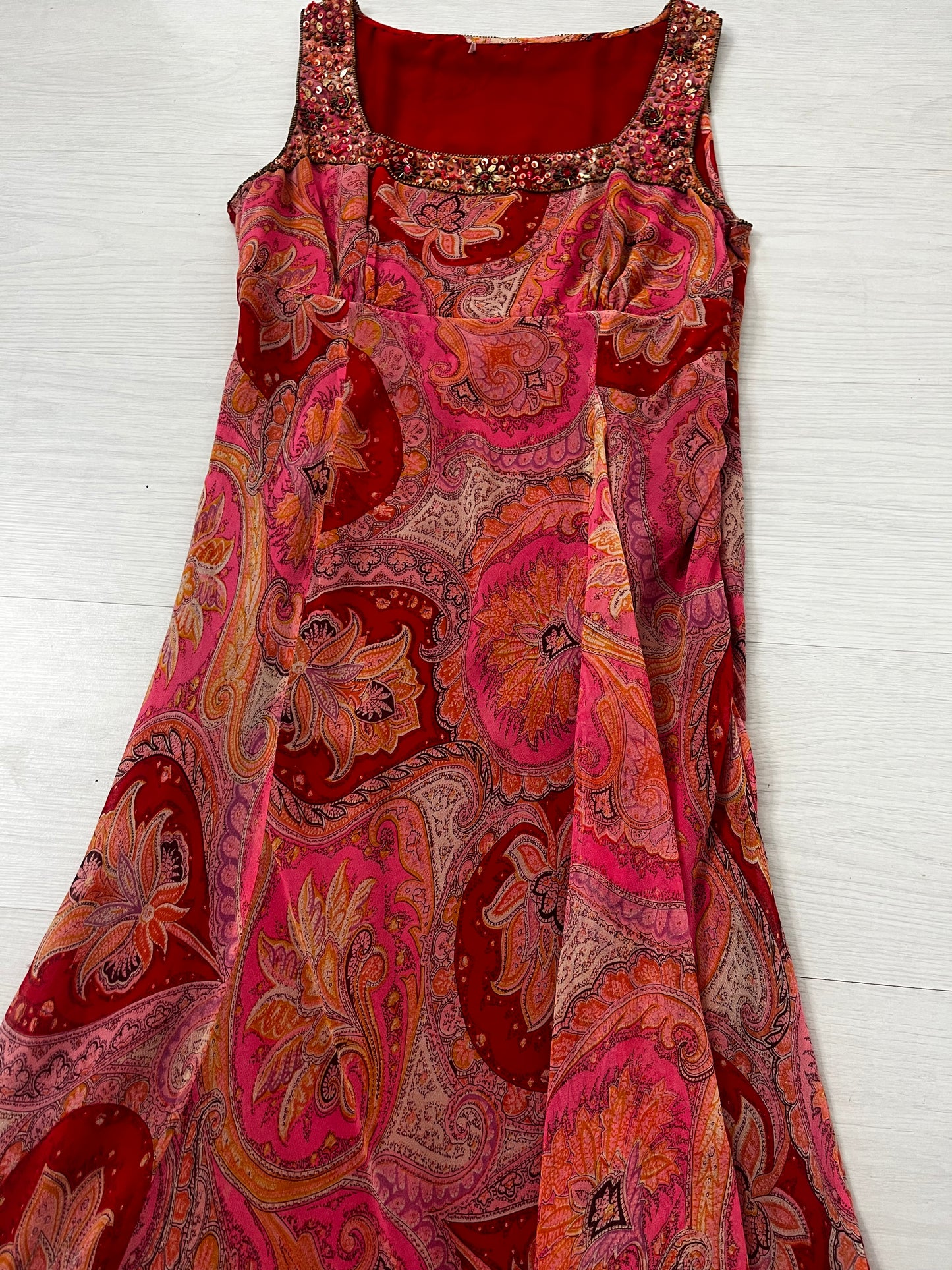 Long Vintage Paisley Silk Y2k Dress