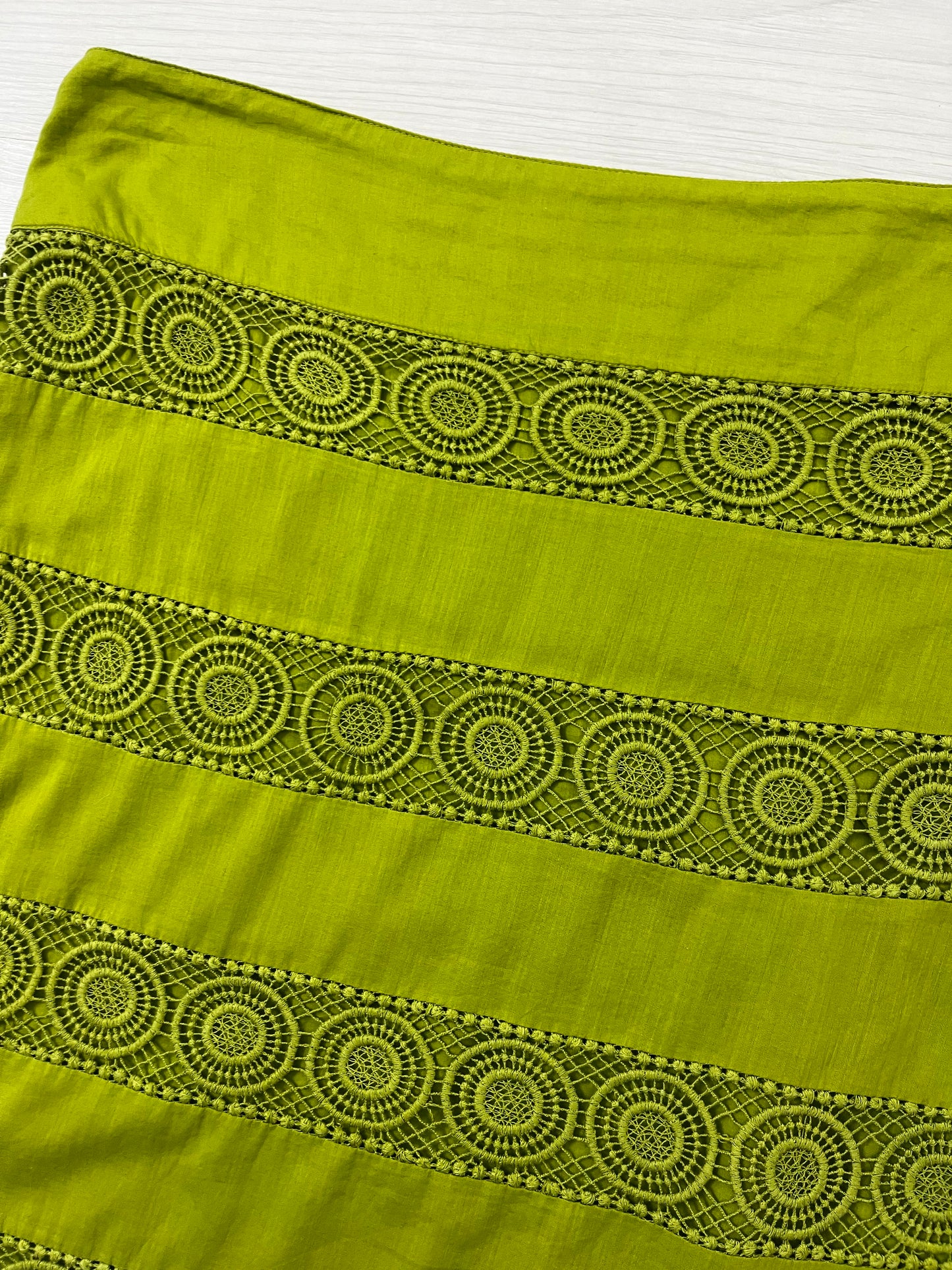 Lime Green Vintage Crochet Effect Skirt