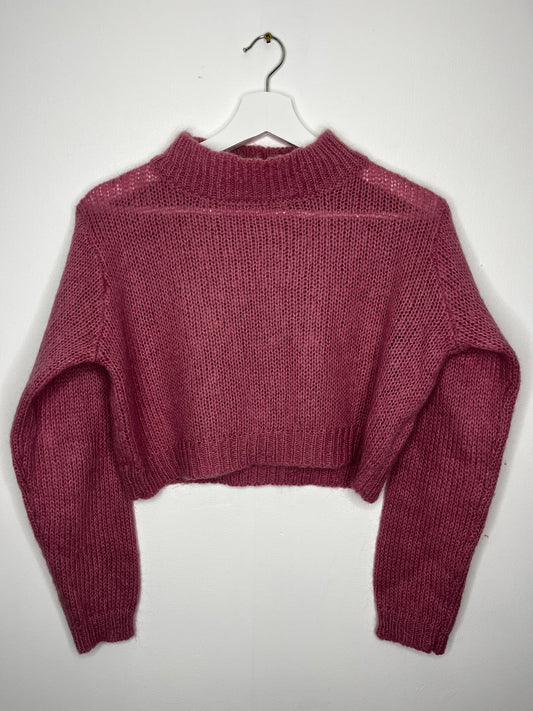 Baby Pink Part Mohair Short Vintage Jumper