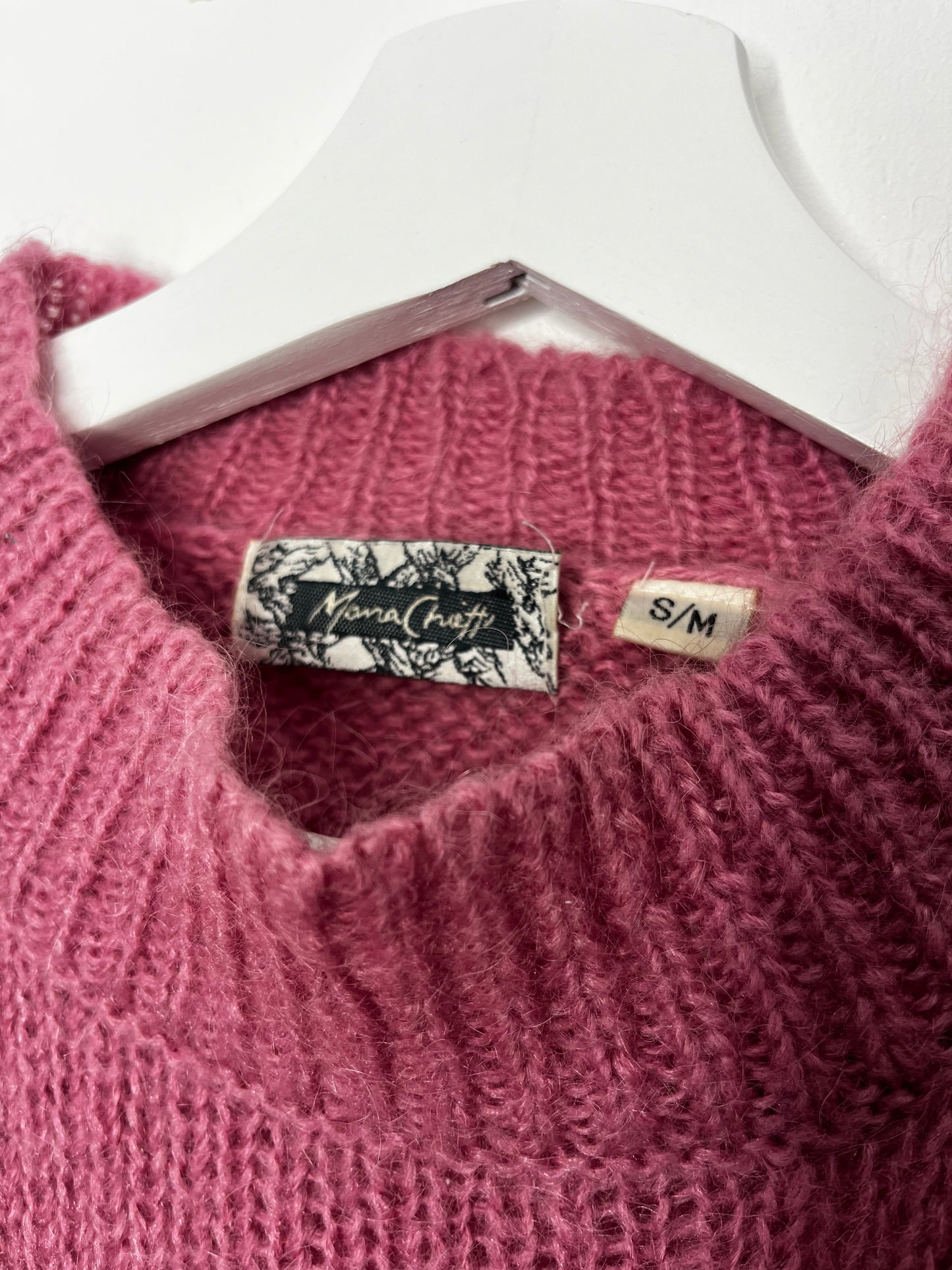 Baby Pink Part Mohair Short Vintage Jumper