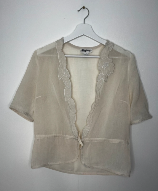 Low V Cream Blouse