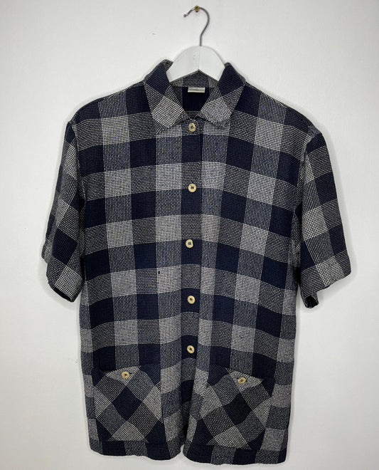 Textured Navy Checked Shirt
