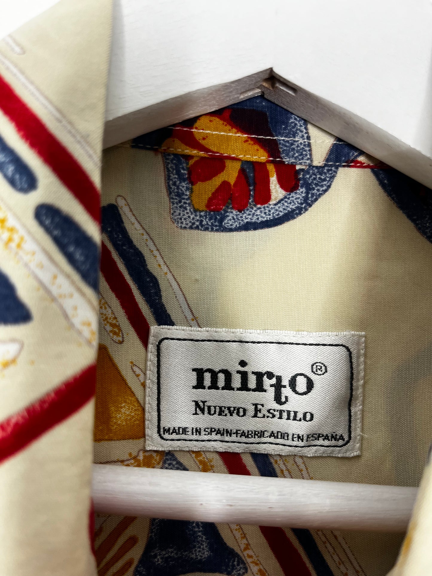 True Vintage Cream Leaf Patterned Shirt